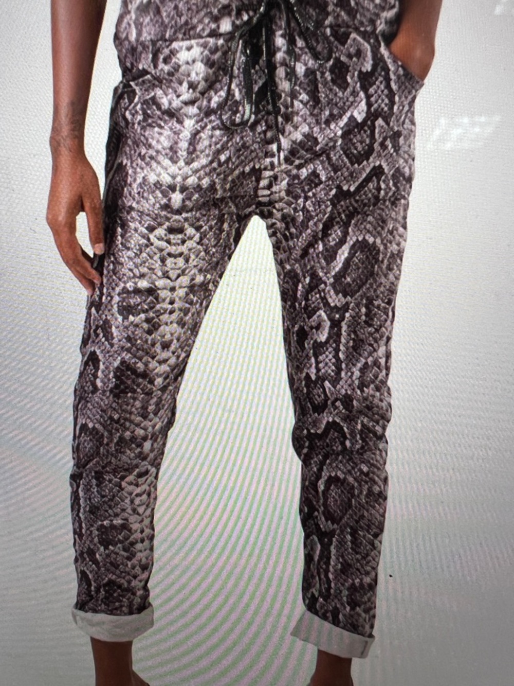 NWT Snake Print Drawstring Jogger Pants - Charcoal/White